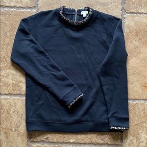 J. Crew crew neck with leopard print collar